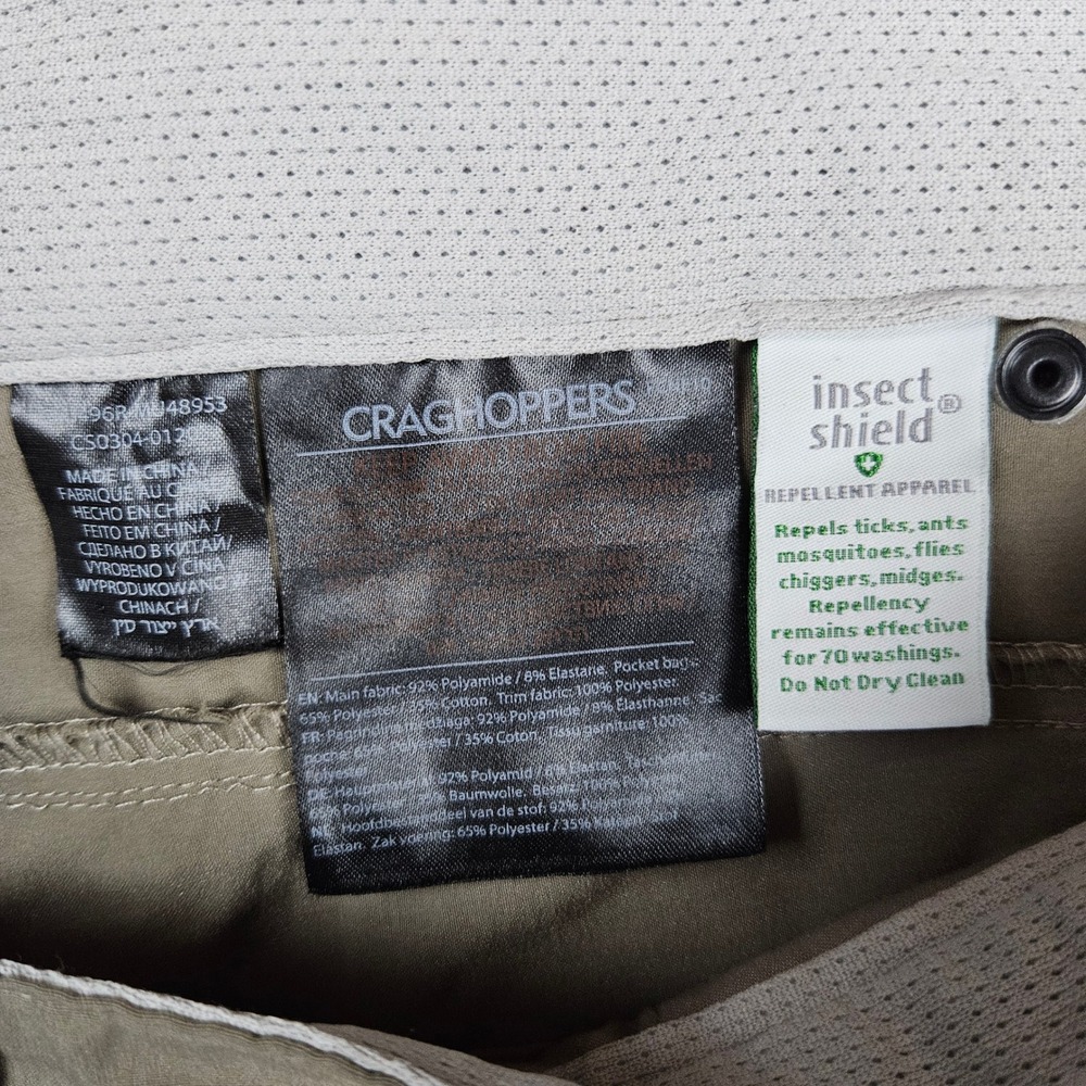 Craghoppers Mens Hiking Pants 38R Khaki Insect Shield Technical - Picture 10 of 13